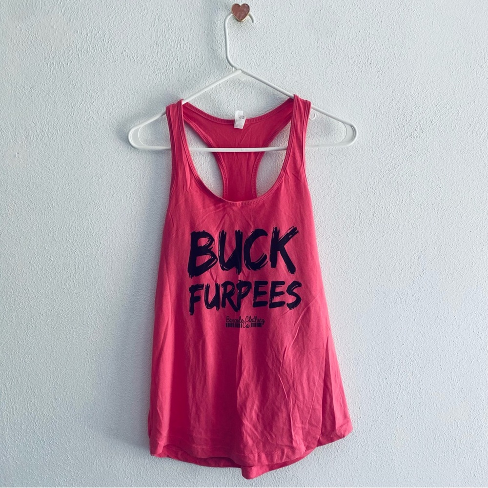 Ideal tee Buck Furpees pink workout tank top